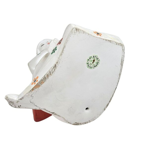 Vintage Japanese Ceramic Figurine White Kneeling Girl With Origami Crane JE370 - Picture 11 of 11